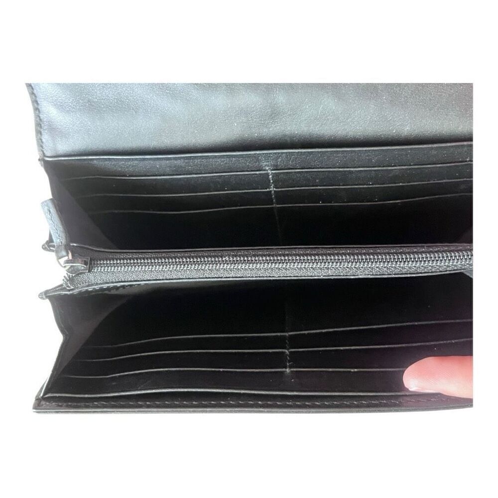 Gucci GG Marmont Matelassé Chevron Leather Flap Long Continental Wallet Black GU - Picture 4 of 5